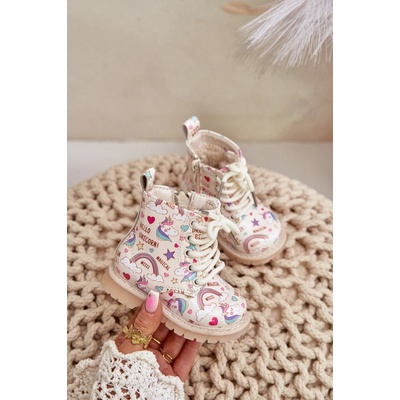 Dětské zateplené boty se zipem jednorožci Tiptop béžové