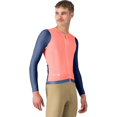 Castelli Corretto LS jersey Briliant pink/ Belgian blue-White