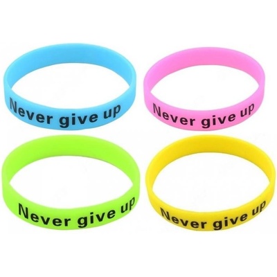 Blingstar Motivační Silikonový náramek NEVER GIVE UP Fluorescentní B1056