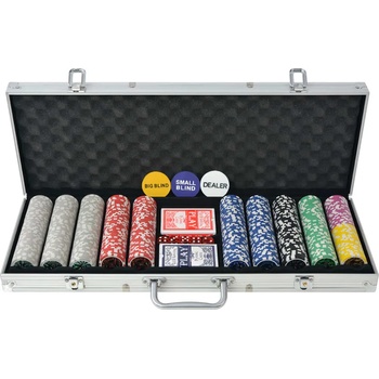 vidaXL Покер комплект с 500 лазерни чипа, алуминий (80184)