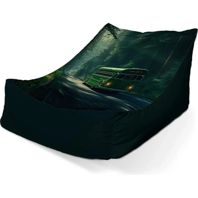 Sablio sedací vak lounge Zelený autobus v lese 80 x 95 x 50 cm