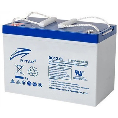 Ritar Оловна гелова батерия RITAR (DG12-65), 12V, 65Ah, 350 / 167 /182 mm F5/M8 / F11/M6, За соларни системи (RITAR-DG12-65)