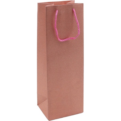 Darčeková taška trblietavá na fľašu, veľkosť 12x10x35 cm (mix 4 farieb) už len ružová!