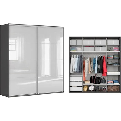 BRW Гардероб FLEX - lacobel - 221*66*240 (F57-SZAFA_ZESTAW_6-SZW/JSZ-KPL01)