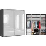 BRW Гардероб FLEX lacobel 221 / 66 / 240 см сив гланц (F57-SZAFA_ZESTAW_6-SZW/JSZ-KPL01)