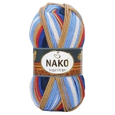 Nako Pletací příze Nako Vega Stripe 82411 - modrá