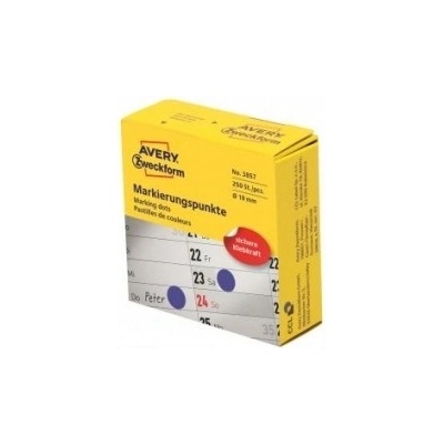 Etikety kruhové 19mm Avery modré v dispenzore