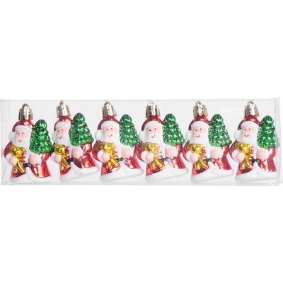 MagicHome Vánoční ozdoba 6 ks Santa na vánoční stromeček 6 cm