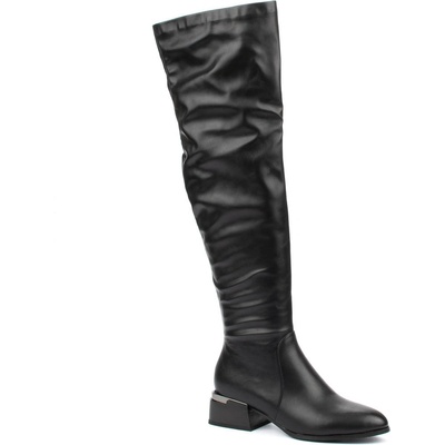 Дамски чизми от еко кожа на нисък ток