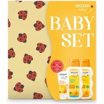 Weleda Nechtíkový dojčenský set kúpeľ 200 ml + olej 200 ml + krém 75 ml + darček - plienka darčeková sada