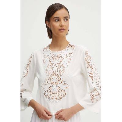 Sisley Памучна блуза Sisley дамска в бяло с изчистен дизайн (5EHXLQ071)