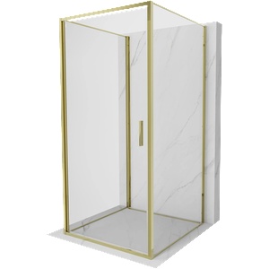 Mexen Exo-B 3S 3-стенна душ кабина с врата 90 x 90 см, прозрачно, злато (817-090-090-50-00-3S)