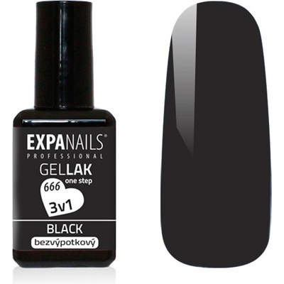 Expa nails gel lak 3v1 black 666 bezvýpotkový 5 ml