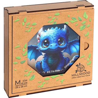Milliwood Дървен пъзел Milliwood, Hi, I'm little, 46 части - Дракончето Диего (OM-DiegoDragon-5005)