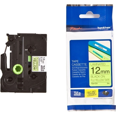 Brother TZe-C31 12 mm signálna žltá čierna tlač 5 m TZEC31