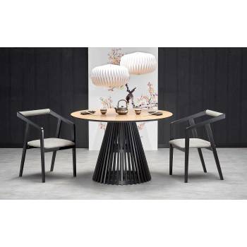 Halmar Кръгла маса miyaki натурален дъб / черно