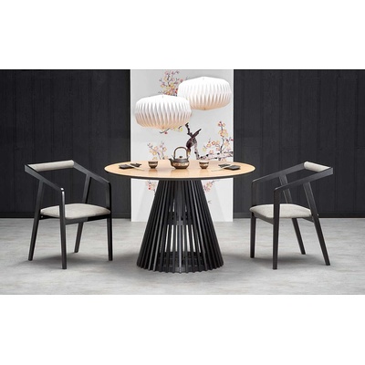 Halmar Кръгла маса miyaki натурален дъб / черно