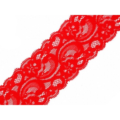 Prima-obchod Elastická krajka / vsadka šíře 55 mm, barva 2 červená