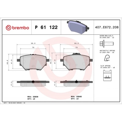 Sada brzdových platničiek kotúčovej brzdy BREMBO PRIME LINE P 61 122