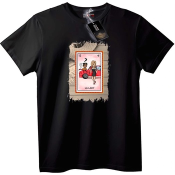 NOONEBRAND Тениска La Lady с карта - M, Black
