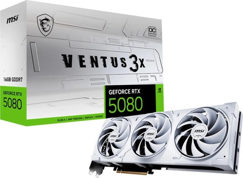 MSI GeForce RTX 5080 VENTUS 3X OC WHITE 16GB GDDR7 256bit (RTX 5080 16G VENTUS 3X OC WHITE)
