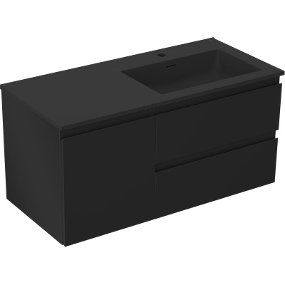 Orio шкаф за баня 100 см с мивка Otis дясна, 2S, 1D, черна мат - 91A13-10047-3-BBFFF71-W18P71 (91A13-10047-3-BBFFF71-W18P71)