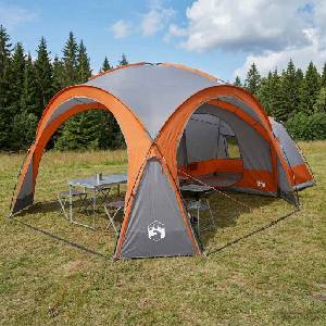 vidaXL Страничен Шатър с покрив Сив и оранжев 410 x 410 x 250 см (42028683) Палатка