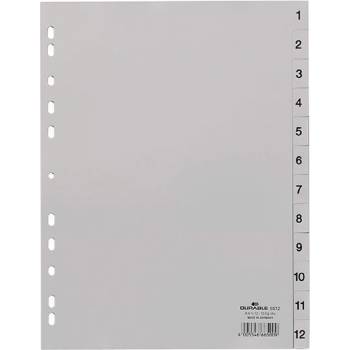 DURABLE Регистър durable пластмаса с печат a/4 1-12 части сив 651210 (651210)