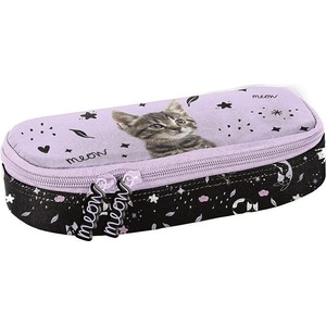 PASO Овален ученически несесер Paso Cat - Meow, 1 цип (PP25CE-013)