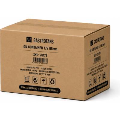 Gastrofans Výhodný multipack 6x Gastronádoba 1/2 GN 65 mm, nerezová, plná