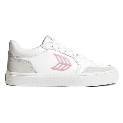 Cariuma VALLELY White Leather Vintage White Suede Blush Pink Logo Sneaker