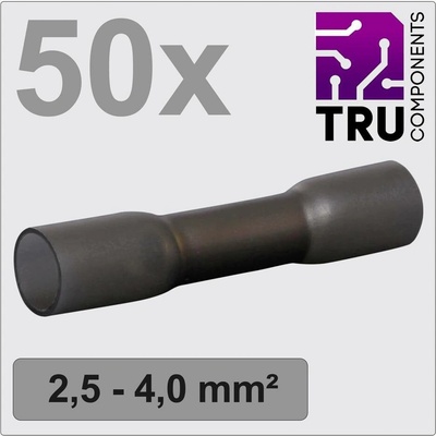 TRU COMPONENTS TC-12888408 krimpovacie spojka so zmršťovacou bužírkou 2.5 mm² 4 mm² úplne izolované čierna 50 ks