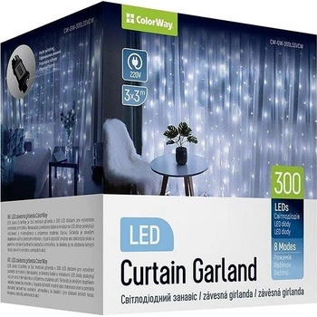ColorWay CW-GW-300L33VCW LED girlanda 300× LED Studená biela Dĺžka 3 × 3 m