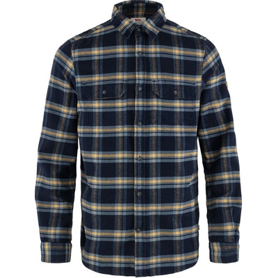 Fjällräven Övik heavy flannel shirt dark navy-buckwheat brown