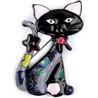 Stoklasa Kovová brož pes, kočka 6 černá kočka