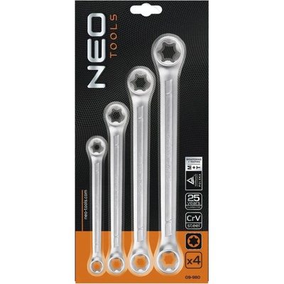 NEO Tools kluče očkove Torx sada T6-T24 4 ks 09-980