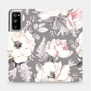 Pouzdro Mobiwear parádní flip Samsung Galaxy S20 FE - MX06S Květy na šedém pozadí