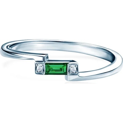 SAVICKI Годежен пръстен Savicki: бяло злато, смарагд, диаманти