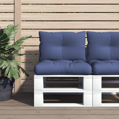 vidaXL Комплект палетни възглавници, нейви синьо, 60x38x13 см, текстил (378176)