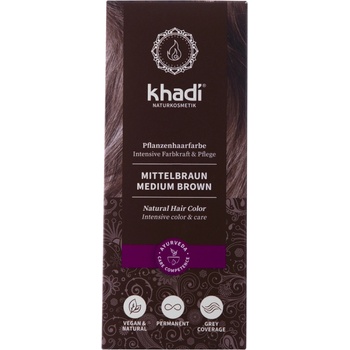 Khadi rostlinná barva na vlasy Henna STŘEDNÍ HNĚDÁ 100 g