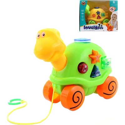 Korytnačka baby ťahacie zvieratko na batérie pre bábätko 2 farby Svetlo Zvuk