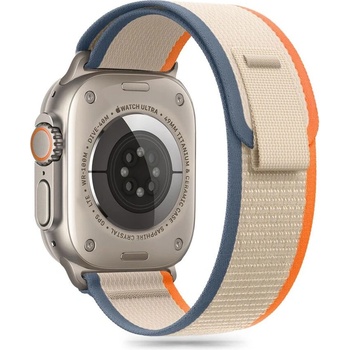 Tech-Protect Найлонова каишка за Apple Watch 6/7/8/9/10/SE/Ultra 1-2 (44/45/46/49 mm) от Tech-Protect Nylon Stripe - Cream/Orange (5906302370832)