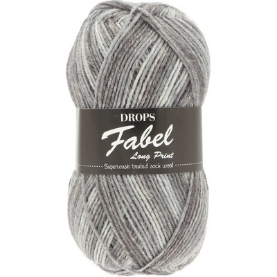 Drops Fabel Long Print 602 šedá