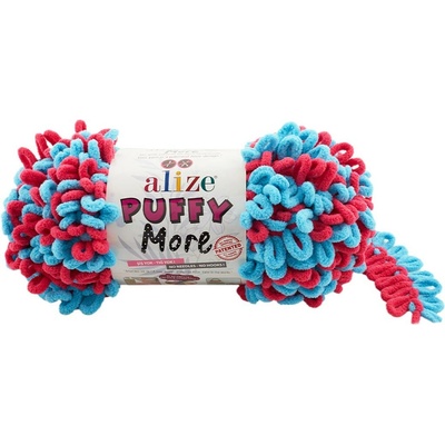 Alize příze Puffy More 6553 modrá a fuchsiová