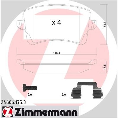 ZIMMERMANN Sada brzdových platničiek kotúčovej brzdy 246061753