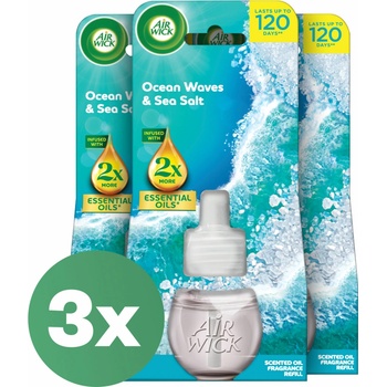 Air Wick Ocean Breeze a morská soľ do elektrického osviežovača vzduchu 3 x 19 ml