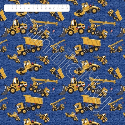 Stavební auta na modré úplet by MIMI [supreme]