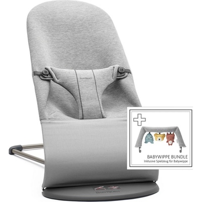 BabyBjörn Lehátko Bliss Light Grey 3D Jersey + hračka textilní Soft friends