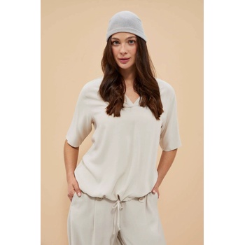 Moodo Пясъчно кафява риза Moodo с връзване в талията и деколте във формата на V Moodo | Bezhov | ЖЕНИ | XS