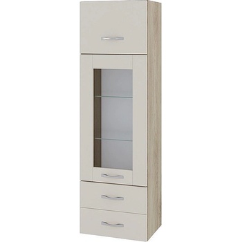 ИРИМ Колона над плот с витрина хоризонтална врата и две чекмеджета Сити АРС-101 дъб сонома арвен / сатен 40 см